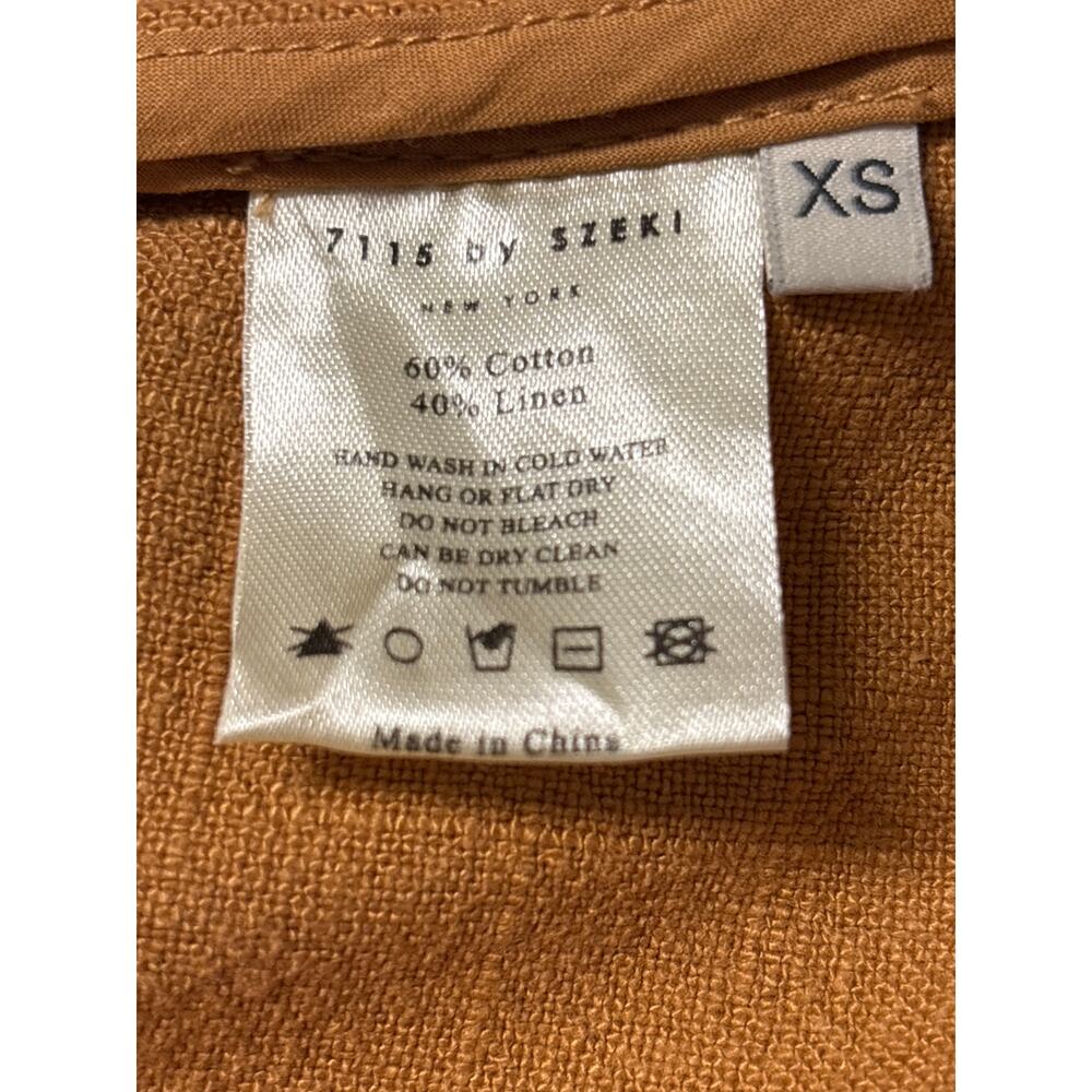 7115 by Szeki Linen Cotton Overshirt Jacket Mustard XS Minimalist - Picture 4 of 4